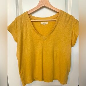 Madewell deep yellow V neck tee